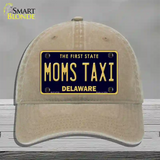 Moms Taxi Delaware Novelty License Plate Hat Unconstructed Cotton / Khaki