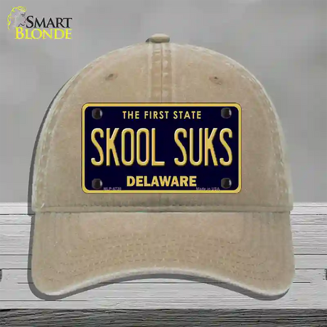 Skool Suks Delaware Novelty License Plate Hat Unconstructed Cotton / Khaki