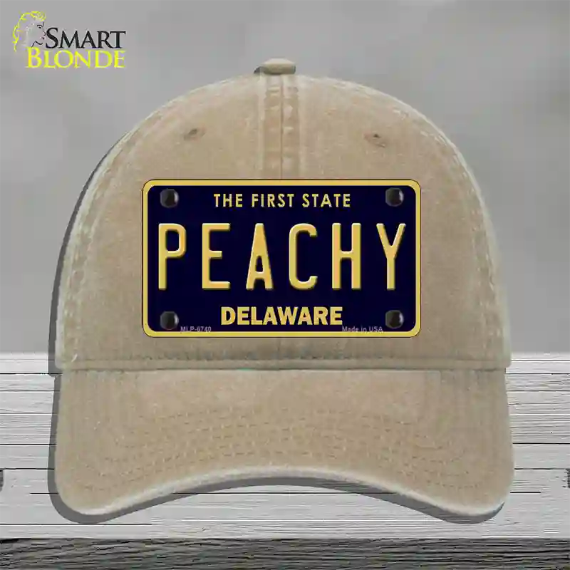 Peachy Delaware Novelty License Plate Hat Unconstructed Cotton / Khaki