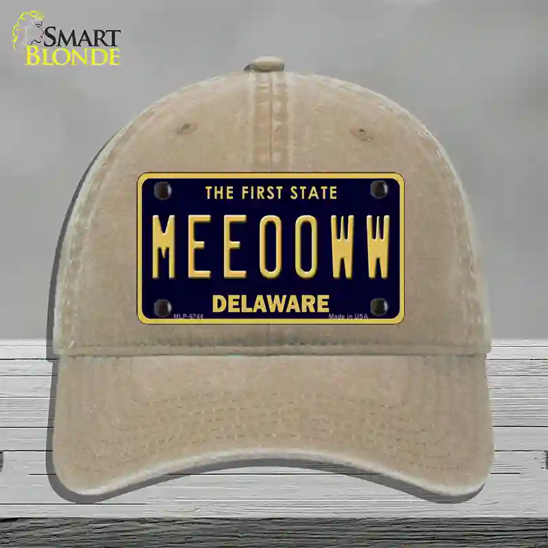 Meeooww Delaware Novelty License Plate Hat Unconstructed Cotton / Khaki