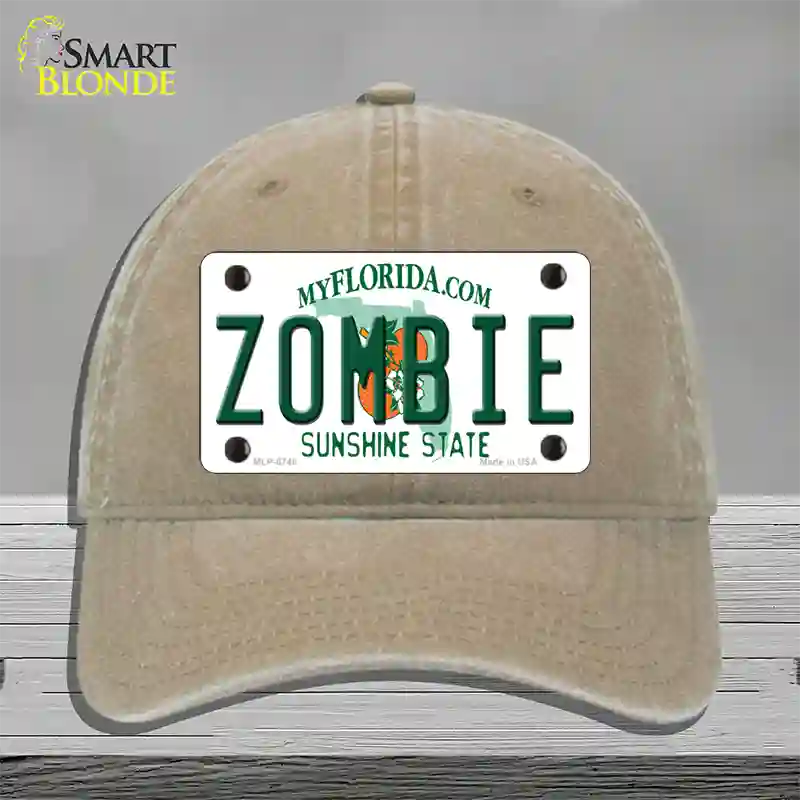 Zombie Florida Novelty License Plate Hat Unconstructed Cotton / Khaki