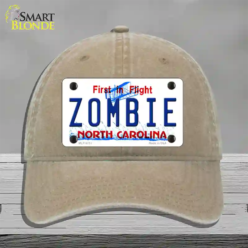 Zombie North Carolina Novelty License Plate Hat Unconstructed Cotton / Khaki