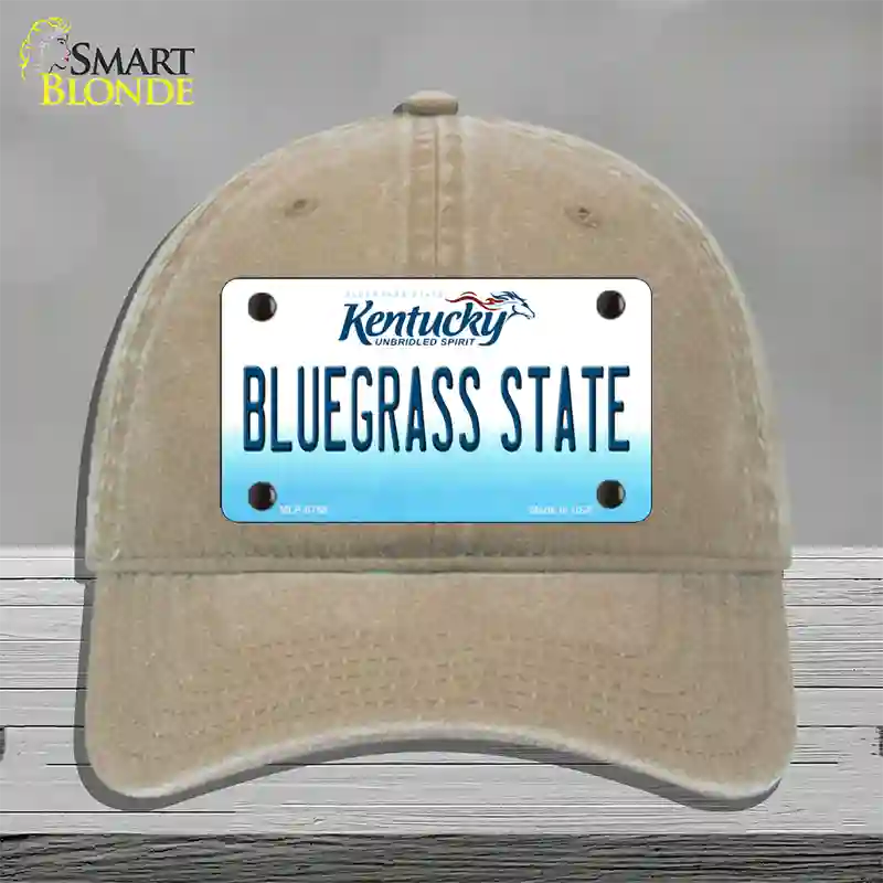 Bluegrass State Kentucky Novelty License Plate Hat Unconstructed Cotton / Khaki