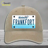 Frankfort Kentucky Novelty License Plate Hat Unconstructed Cotton / Khaki