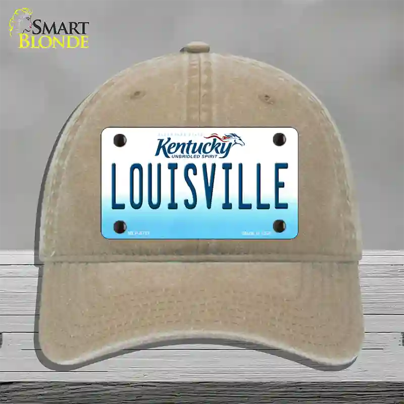 Louisville Kentucky Novelty License Plate Hat Unconstructed Cotton / Khaki