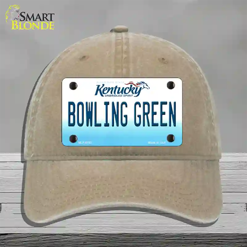 Bowling Green Kentucky Novelty License Plate Hat Unconstructed Cotton / Khaki