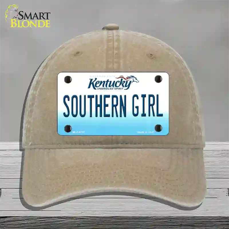 Southern Girl Kentucky Novelty License Plate Hat Unconstructed Cotton / Khaki