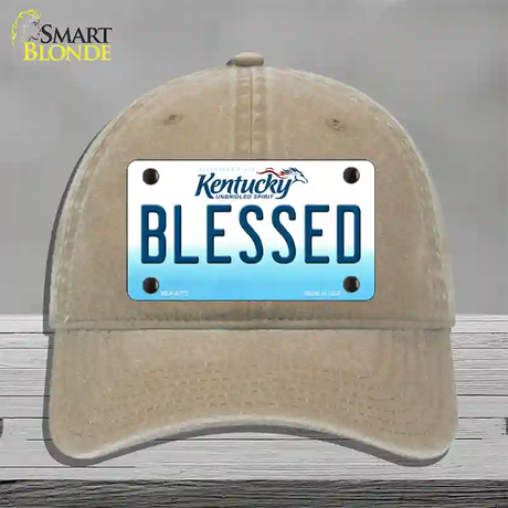 Blessed Kentucky Novelty License Plate Hat Unconstructed Cotton / Khaki