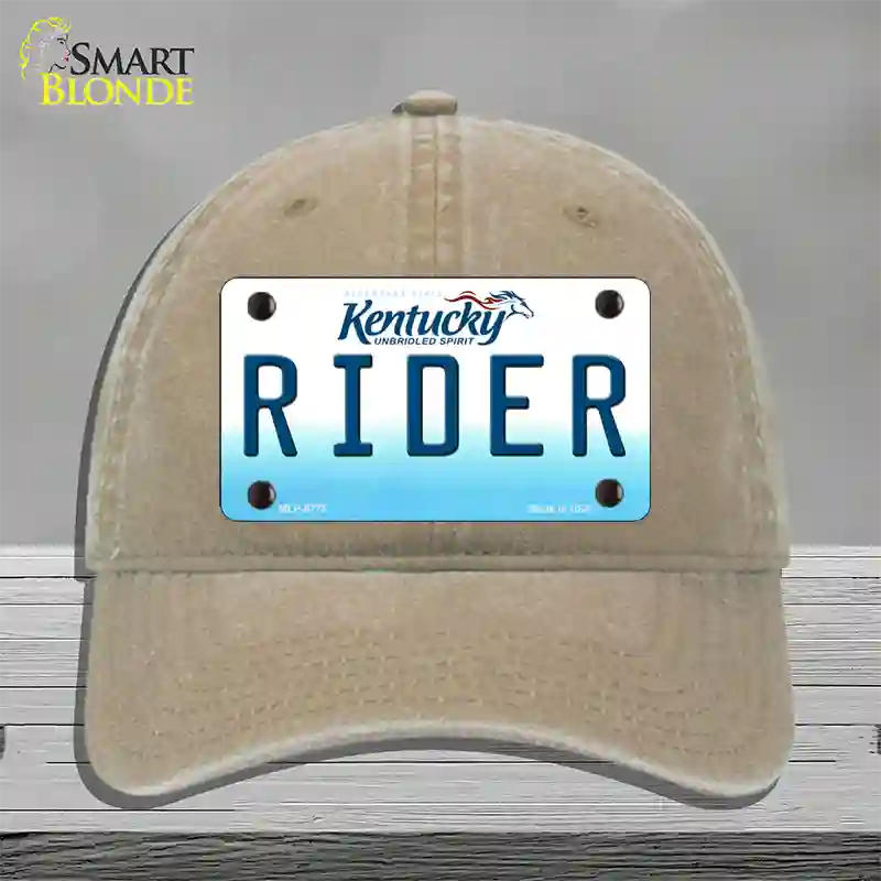 Rider Kentucky Novelty License Plate Hat Unconstructed Cotton / Khaki