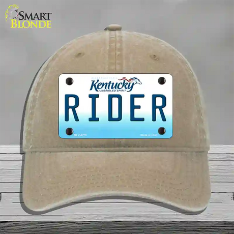 Rider Kentucky Novelty License Plate Hat Unconstructed Cotton / Khaki