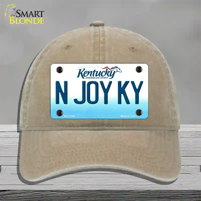 N Joy Kentucky Novelty License Plate Hat Unconstructed Cotton / Khaki