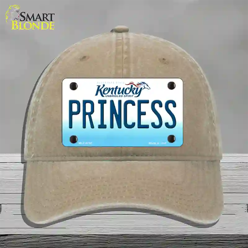 Princess Kentucky Novelty License Plate Hat Unconstructed Cotton / Khaki