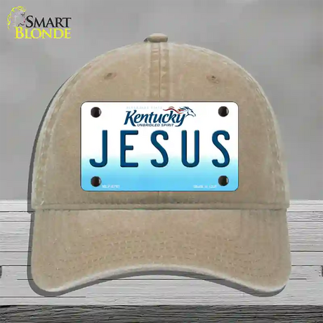 Jesus Kentucky Novelty License Plate Hat Unconstructed Cotton / Khaki