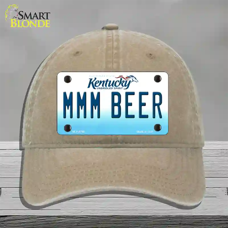 MMM Beer Kentucky Novelty License Plate Hat Unconstructed Cotton / Khaki