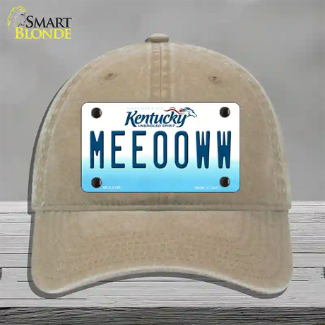 Meeooww Kentucky Novelty License Plate Hat Unconstructed Cotton / Khaki