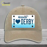 I Love Derby Kentucky Novelty License Plate Hat Unconstructed Cotton / Khaki