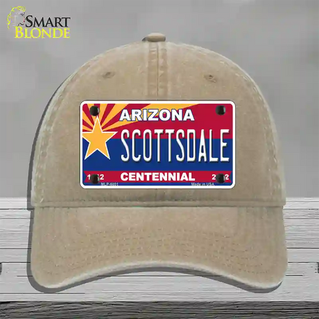 Arizona Centennial Scottsdale Novelty License Plate Hat Unconstructed Cotton / Khaki