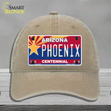 Arizona Centennial Phoenix Novelty License Plate Hat Unconstructed Cotton / Khaki