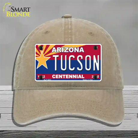 Arizona Centennial Tucson Novelty License Plate Hat Unconstructed Cotton / Khaki