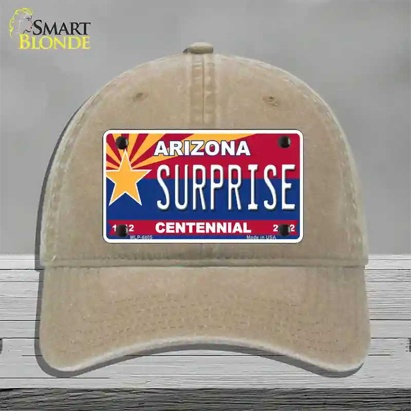 Arizona Centennial Surprise Novelty License Plate Hat Unconstructed Cotton / Khaki