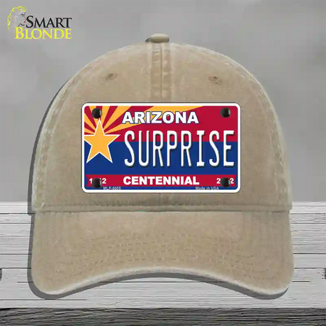 Arizona Centennial Surprise Novelty License Plate Hat Unconstructed Cotton / Khaki