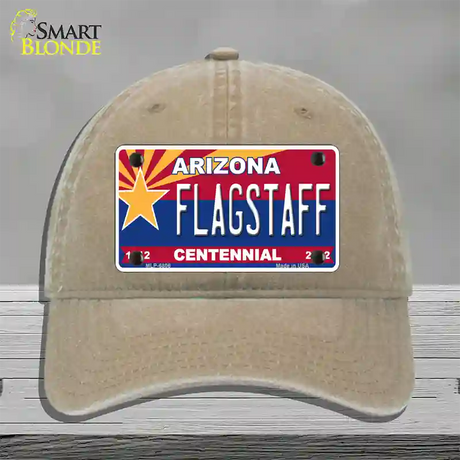 Arizona Centennial Flagstaff Novelty License Plate Hat Unconstructed Cotton / Khaki