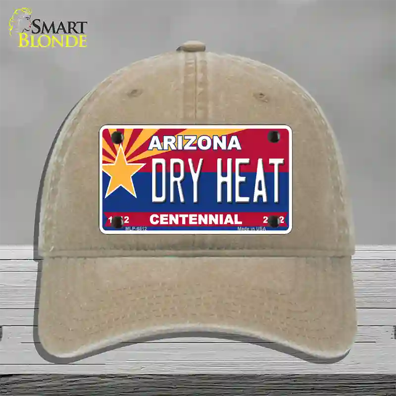 Arizona Centennial Dry Heat Novelty License Plate Hat Unconstructed Cotton / Khaki