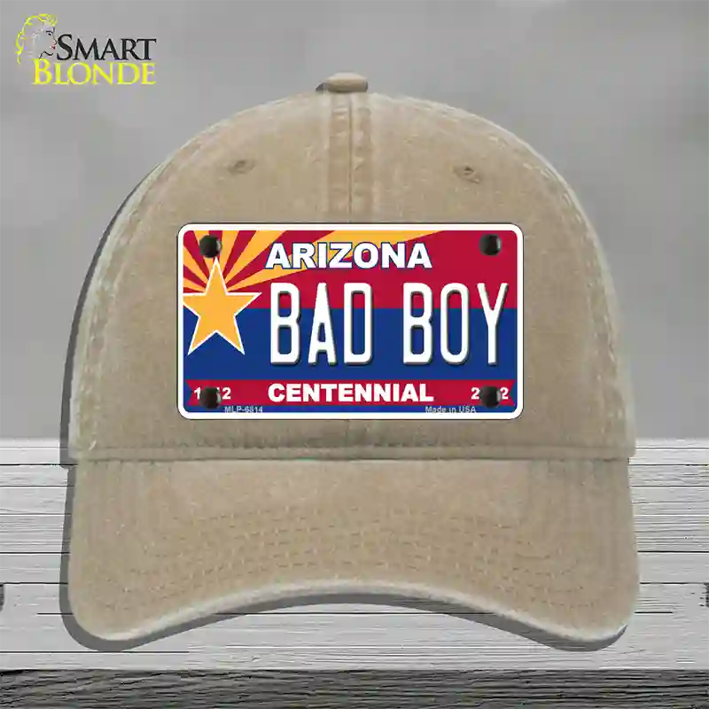 Arizona Centennial Bad Boy Novelty License Plate Hat Unconstructed Cotton / Khaki