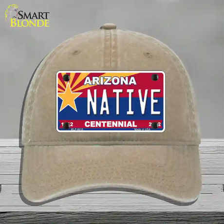 Arizona Centennial Native Novelty License Plate Hat Unconstructed Cotton / Khaki