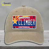 Arizona Centennial Climber Novelty License Plate Hat Unconstructed Cotton / Khaki