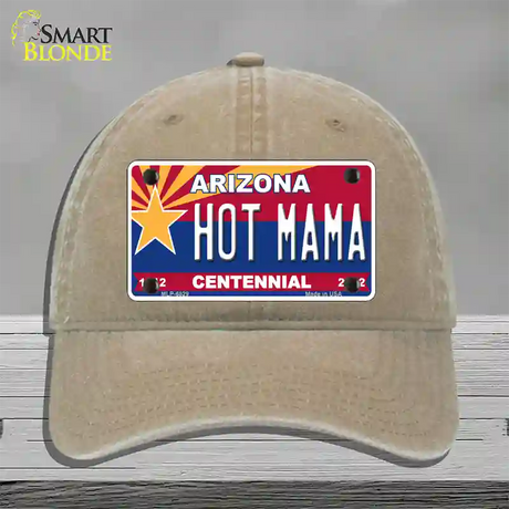 Arizona Centennial Hot Mama Novelty License Plate Hat Unconstructed Cotton / Khaki