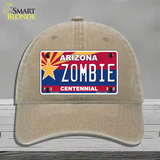 Arizona Centennial Zombie Novelty License Plate Hat Unconstructed Cotton / Khaki