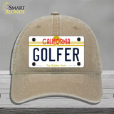 Golfer California Novelty License Plate Hat Unconstructed Cotton / Khaki