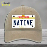 Native California Novelty License Plate Hat Unconstructed Cotton / Khaki