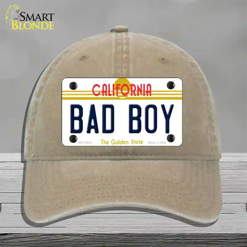 Bad Boy California Novelty License Plate Hat Unconstructed Cotton / Khaki