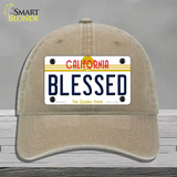 Blessed California Novelty License Plate Hat Unconstructed Cotton / Khaki