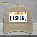 Fishing California Novelty License Plate Hat Unconstructed Cotton / Khaki