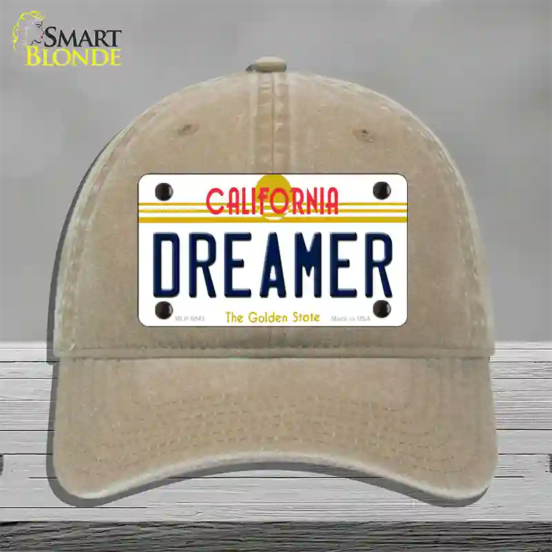 Dreamer California Novelty License Plate Hat Unconstructed Cotton / Khaki