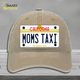 Moms Taxi California Novelty License Plate Hat Unconstructed Cotton / Khaki