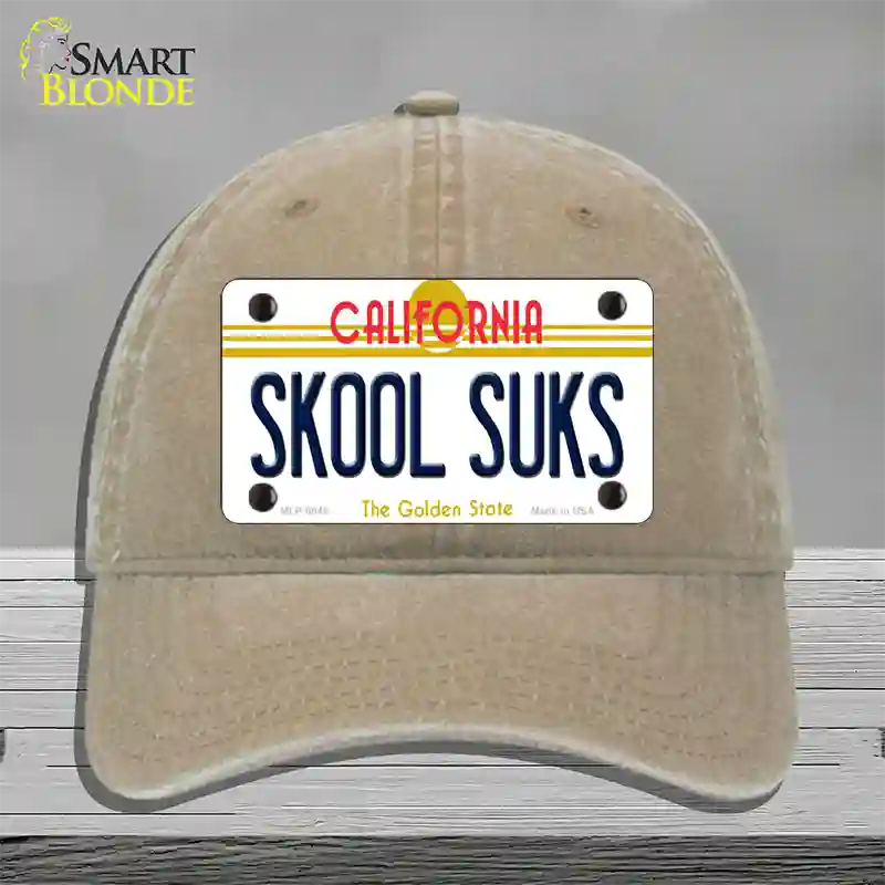 Skool Suks California Novelty License Plate Hat Unconstructed Cotton / Khaki