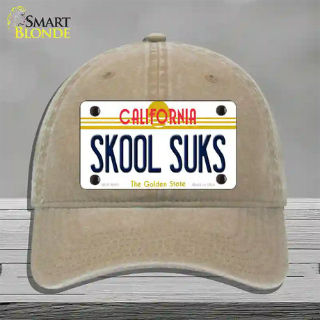 Skool Suks California Novelty License Plate Hat Unconstructed Cotton / Khaki