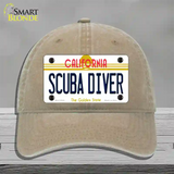 Scuba Diver California Novelty License Plate Hat Unconstructed Cotton / Khaki