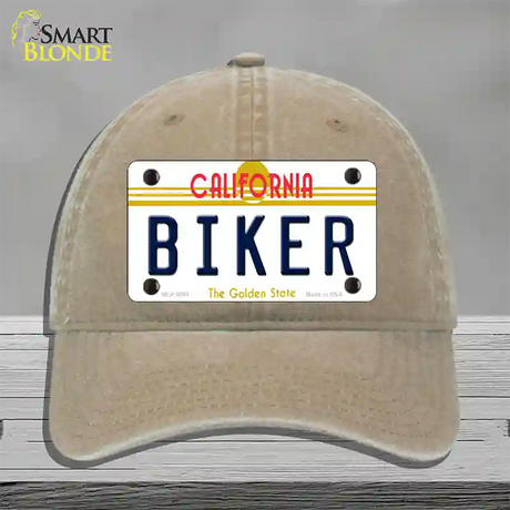 Biker California Novelty License Plate Hat Unconstructed Cotton / Khaki