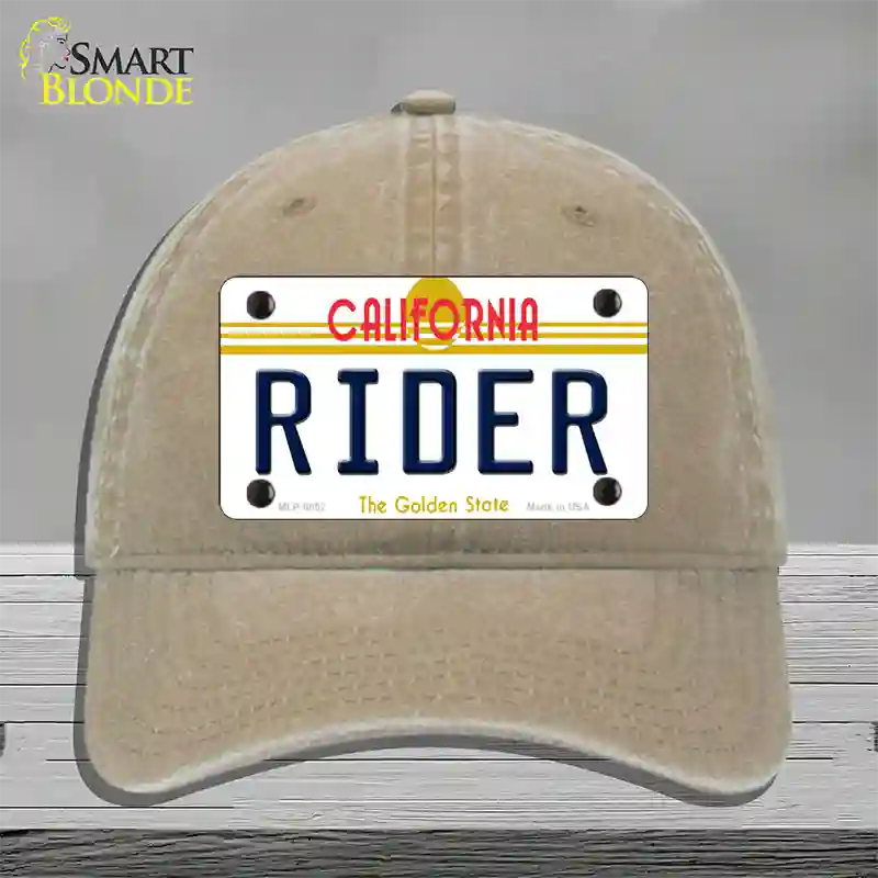 Rider California Novelty License Plate Hat Unconstructed Cotton / Khaki