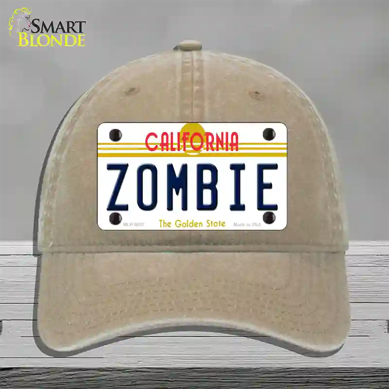 Zombie California Novelty License Plate Hat Unconstructed Cotton / Khaki