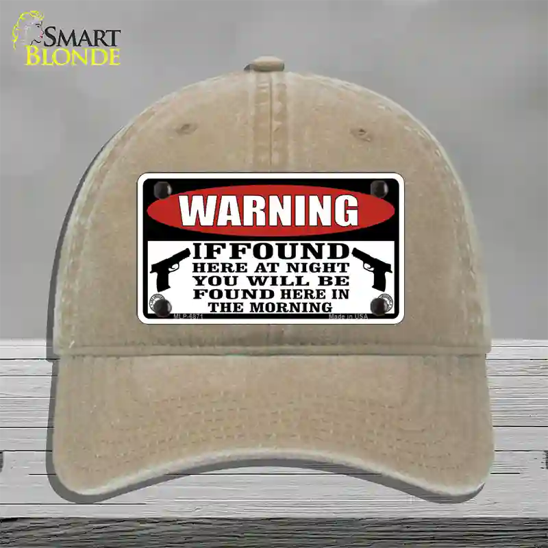 Warning If Found Novelty License Plate Hat Unconstructed Cotton / Khaki