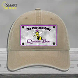 Queen Bee Purple Novelty License Plate Hat Unconstructed Cotton / Khaki