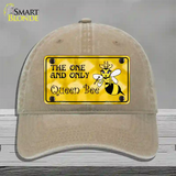 Queen Bee Yellow Novelty License Plate Hat Unconstructed Cotton / Khaki