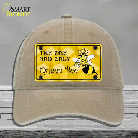 Queen Bee Yellow Novelty License Plate Hat Unconstructed Cotton / Khaki