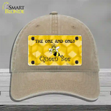 Queen Bee Honey Comb Novelty License Plate Hat Unconstructed Cotton / Khaki